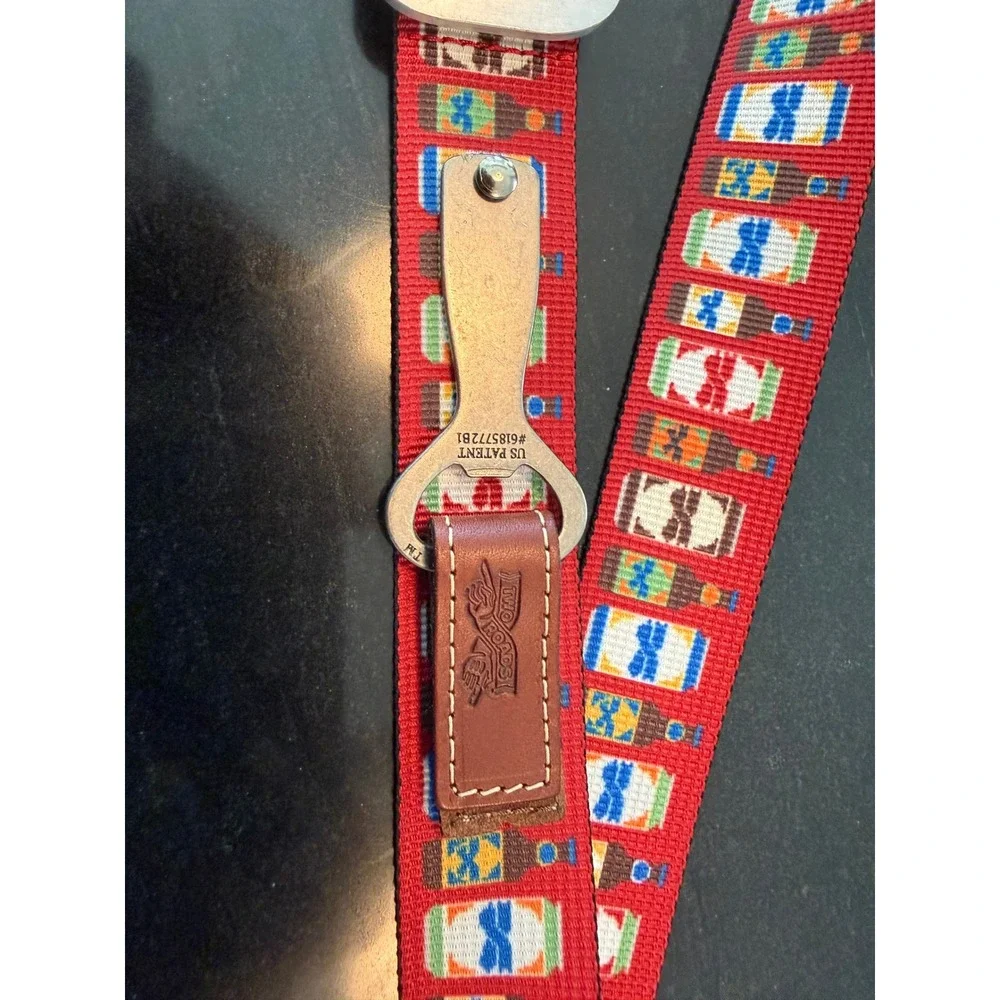 Thomas Bates Belt Red Woven Pattern Bottle Opener Buckle Two‎ Roads Brewery